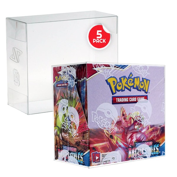 EVORETRO Display Case Compatible for Pokemon Large Booster Box Jason Paige Collection - PET 0.50MM Thick Clear Case for Pokemon Collectors (Pack of 5)