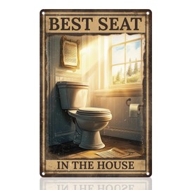 Doodlream Best Seat In the House Bathroom Sign Wall Decor Toilet Metal Tin Sign Vintage Poster for Home Office Bathroom Wall Decor Gift 20 x 30cm