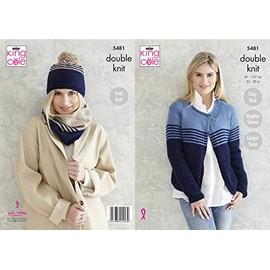 King Cole 5481 Women's Cardigan Scarf and Hat in Subtle Drifter DK