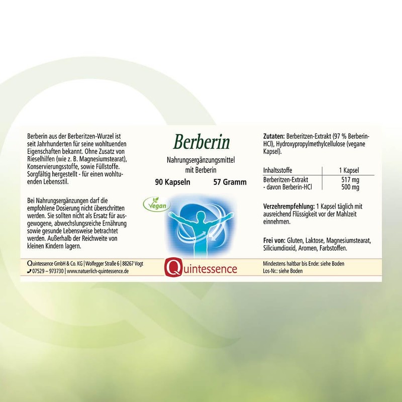 Quintessence Berberine 90 Capsules - Vegan