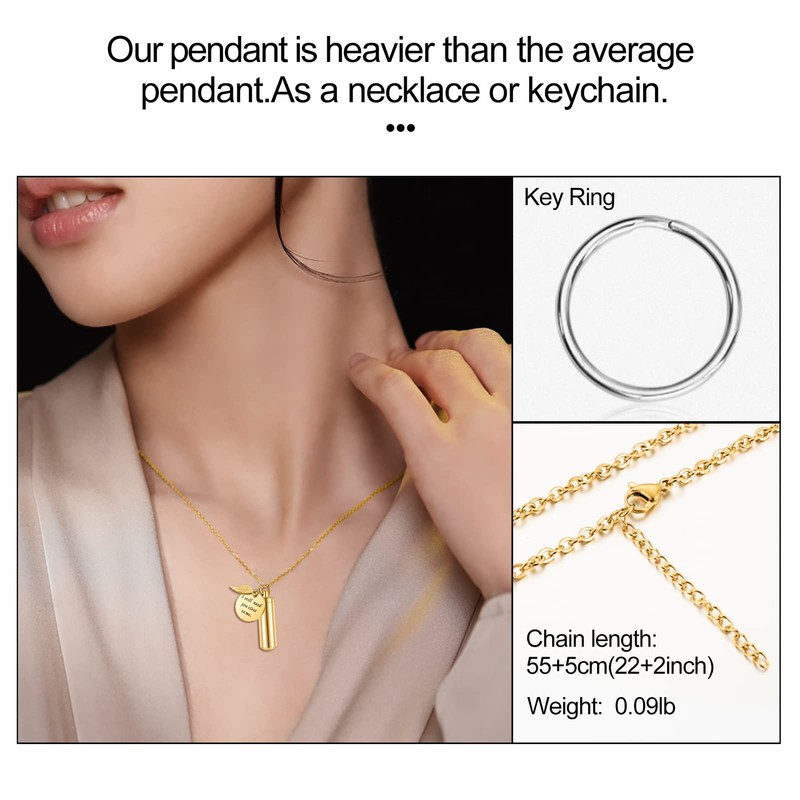 abooxiu Cylinder Urn Necklace for Ashes Cremation Jewelry/Keychain for human
