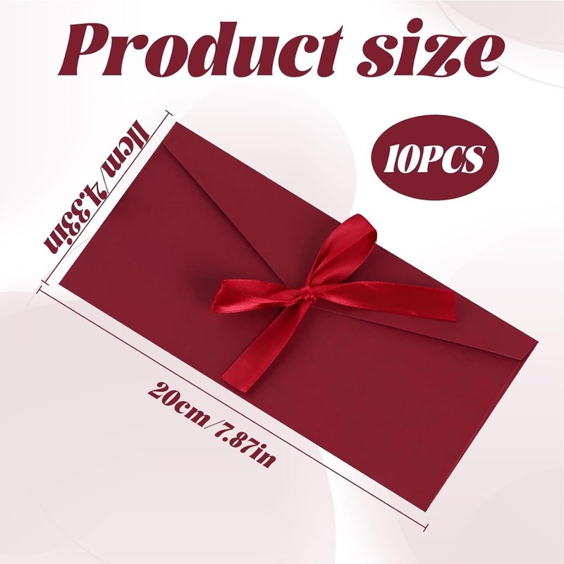 NINFEIQI 10 Pack Gift Envelopes with Ribbon, Kraft Paper Envelope