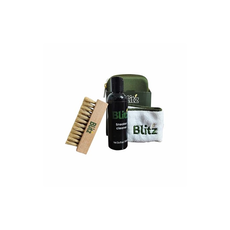 Blitz Sneaker Cleaning Kit, 100ml Solution, Wooden Brush, Microfiber Cloth,