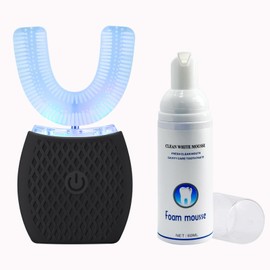 XTRWHZ Automatic Ultrasonic Toothbrush,Electric Ultrasonic Toothbrush for Adults 360° Electric Toothbrush 30'' Automatic Timer Wireless Charging Washable Travel Home Dual-use(Black)