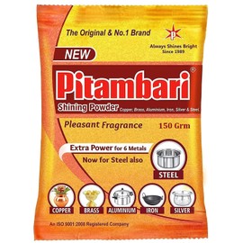 Pitambari Shining Powder for 6 Types of Metals (Copper, Brass, Steel, Iron, Silver, Aluminum) for Puja Utensils - 150Grm