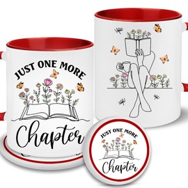 YIDAJI Book Lover Gifts - Gifts for Book Lovers Women - Just One More Chapter - Readers Gifts - Reading Gifts For Women - Bookish Mug - Bookworm Mug Coaster - Librarian Gifts, Birthday Gifts For Women