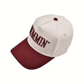 Women's Adjustable Baseball Cap with "MOMMIN" Embroidered Letters - Sun Protection Casual Hat, Breathable Fabric and Ponytail Design, Suitable for Outdoor, Sports, Daily Wear:_Red1