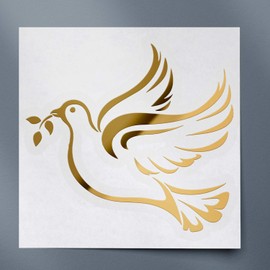 Transparent Decal Stickers of Christian Christian Symbol Dove Peace (Metallic Gold) Premium Waterproof Vinyl Decal Stickers for Laptop Phone Accessory Helmet Car Window Mug Tuber Cup ANDauto019043GOd