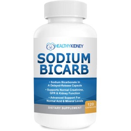 Sodium Bicarbonate 650mg Capsules Delayed Release for Supporting Normal Kidney Function & Kidney Health Supplement. Sodium Bicarbonate Designed for Kidney Support, Acid Relief, Alkalinity 120 Pills