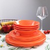 LEHAHA Orange Melamine Dinnerware Set, 12 Piece Kitchen Tableware Plates