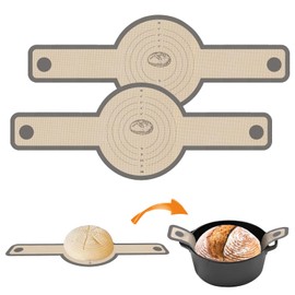 Reusable Silicone Bread Sling, Non-Stick Easy Clean Silicone Baking Mat with Long Handles,2 PCS Heat Resistant Bread Mat for Dutch Oven,Easy to Transfer Sourdough Bread