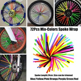 TDR 72pc Motorcycle Wheel Spoke Skin Cover Kit - 24cm Universal Protective Coil Wraps for Motocross, Dirt Bike, Pit Bike, Bicycle (Multi-Colors)