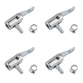 ZIMISI 1/4" Lock On All Metal Air Chuck, Mini Tire Inflator Nozzle Tire Chuck, Portable Air Compressor Hose End with Barb Connector, Car Inflation Pump Air Nozzle for Hose Repair (4PCS)