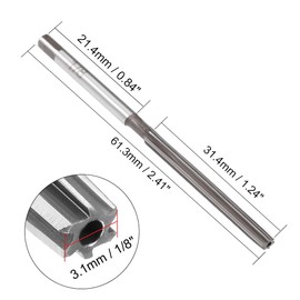 sourcing map Hand Reamer 1/8" High Speed Steel H7 6 Straight Flutes Hand Milling Cutter Tool Reaming Drill Bit for Metal