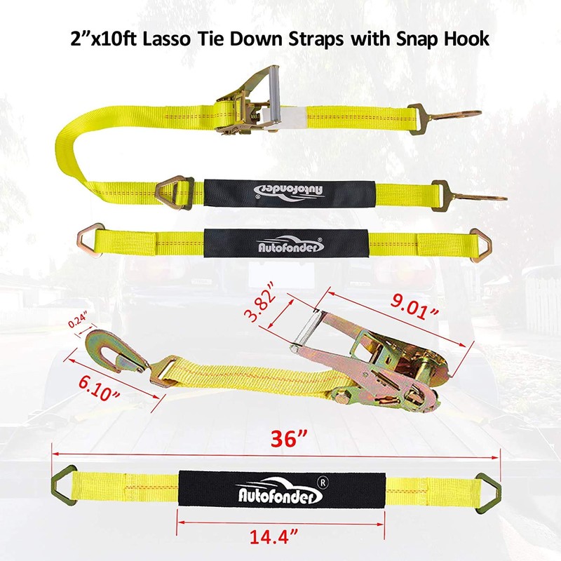 Autofonder 4 Pack 2” Heavy Duty Car Ratchet Tie Down