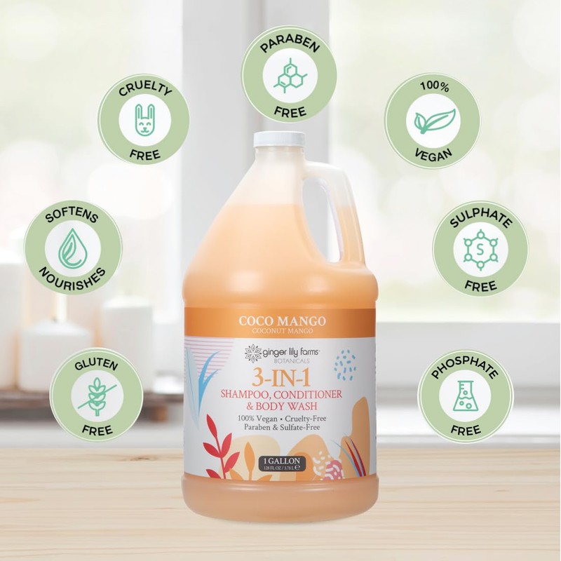 Ginger Lily Farms Botanicals 3-in-1 Shampoo, Conditioner & Body Wash,