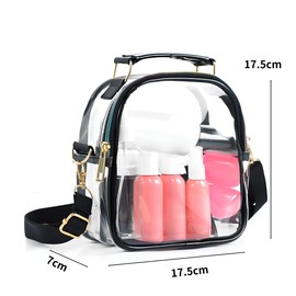 PandaSays Clear Bag, Transparent Bag, Pain Bag, Plastic Bag, Clear Bag, Shoulder Bag, Shopping Bag, Cosmetic Pouch, Plush Bag, Pushing Bag, Black