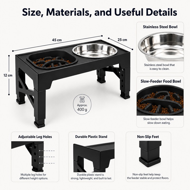 Elevated Dog Feeder for Daily Meals - Adjustable Stand with