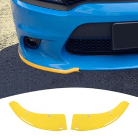 PDKLIN for Charger Front Bumper Lip Splitter Protector Cover Trim for 2015-2023 Dodge Charger SRT Hellcat Yellow Exterior Accessories 2pcs