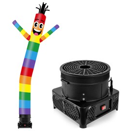 GOODENY 10FT Tall Inflatable Tube Man Rainbow Wacky Wavy Dancing Guy with 3/4 HP Weather-Resistant Blower (12''Diameter) for Outdoor Decoration Advertising Business Promotion