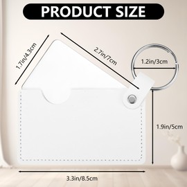 Huakaile Rotating Stainless Steel Credit Card Mirror with PU Leather & Keychain, Unbreakable Mini Compact Pocket Mirror for Purse, Travel Small Makeup Mirror for Handheld Women Men (White)