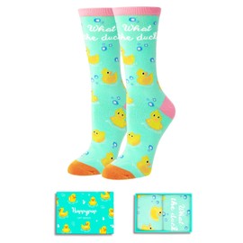 HAPPYPOP Duck Gifts for Animal Lovers - Funny Rubber Duck Socks Green