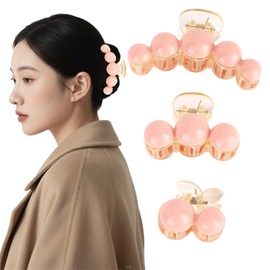 KEUKORZ Pink Hair Claw Clips Set - 3Pcs Large+Medium+Small Hair Claw Clips Non-slip Set for Women’s Thick Hair - Fashion Cute Accessories for Styling Makeup Daily Wear(3 Sizes)