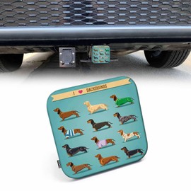 Beabes Dachshund Car Towing Hitch Covers Cute Puppy Dachshund Dog 2" Receiver Hitch Cover, I Love Dachshunds Hitch Cover Protects Your Trailer Hitch Receiver from Dirt Water and Rust