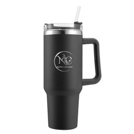 NAC 40 oz Tumbler with Handle and Straw and Cleaning Bursh, Stainless Steel Vacuum Insulated Water Tumbler for Hot or Cold, Reusable Water Bottle for Home Gym Office Travel (Black)