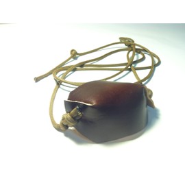 Coyote Brown Paracord and Leather Cupped Pouch Shepherd Sling Handmade by David The Shepherd