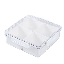 4 Compartment Snack Box Transparent Multifunctional Tight Sealing Divided Food Storage Containers for Office Square