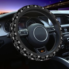 NOMEDOGYIm Spider Web Steering Wheel Cover Spider on The Web White Black Steering Wheel Cover for Women Men Anti-Slip Breathable Steering Wheel Protector Car Accessories