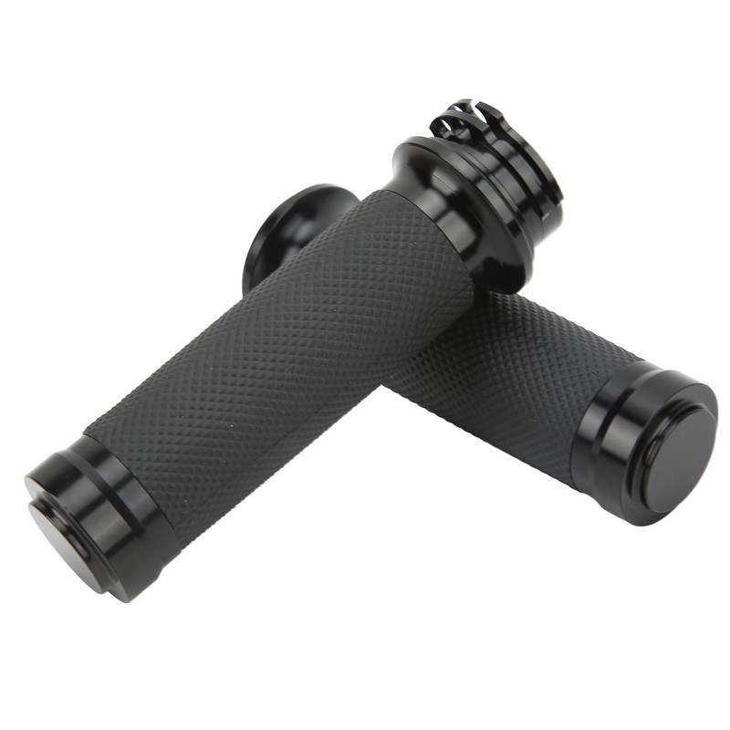 1 Pair 25mm Motocycle Handlebar Grips Black Comfortable Grasp Anodized