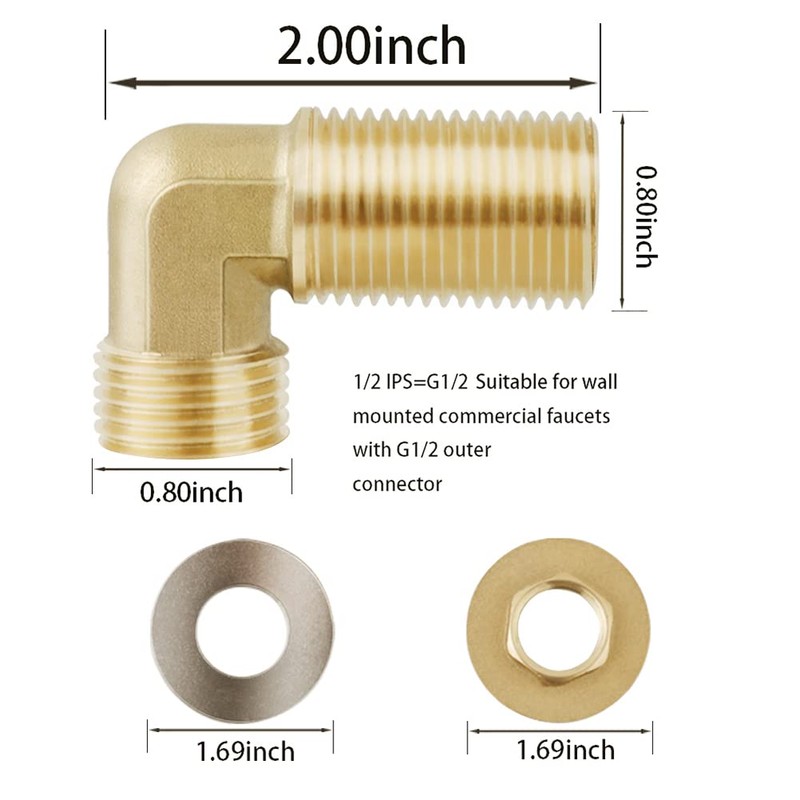 Worldwhere Wall Mount Commercial Faucet Installation kit,Brass 2 Pack Backsplash