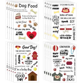 Geyee 20 Sheets Scrapbook Dog Stickers Dog Phrases Clear Sticker Waterproof Dog Paw Print Stickers with Sayings Puppy Word Stickers for Adult Scrapbooking DIY Crafts Album Laptop Decor, 4 x 6 Inch