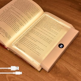 AVEKI Book Light, Dimmable LED Reading Light 3 Color Flat Book Lamp for Reading, Rechargeable Full Page Light with Timer Portable Bookmark Light Clip On Study Light for Kids Eye Protection (Pink)