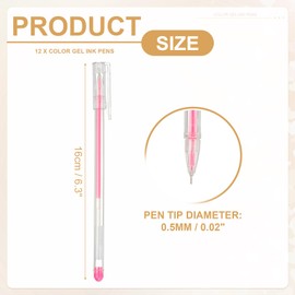 PATIKIL 12 Pcs Colored Gel Pens, 0.5mm Fine Point Pastel Gel Pens High Light Ink for DIY Projects Painting Journaling Notebook Black Paper Drawing, 16cm Length Pink Ink