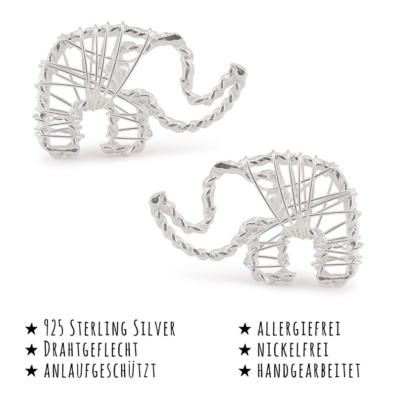 Monkimau Women's Elephant Stud Earrings 925 Sterling Silver Real Silver