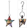 Moroco Iron Style Coloured Glasses Lantern Garden Outdoor Terrace Ornament(Black)