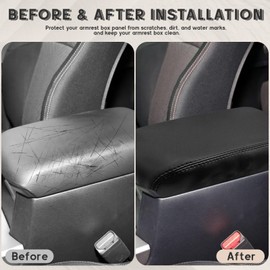 ramuel Compatible with Center Console Armrest Cover Pad PU Leather Arm Rest Covers Mat Middle Console Cover Lid Protector Pad for Toyota 4runner 2010-2024 Black