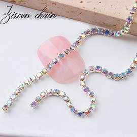 Colgantes de cadena de uñas – 6 colores de gemas – Colgantes de uñas de cadena punk – Accesorios de cadena de uñas de diamantes 3D para hacer uñas DIY