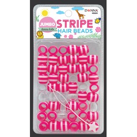 DONNA Jumbo Stripe Plastic Hair Beads, DIY Hair Braiding Plastic Beads for Braid Hair 1pc Quick Beaders for Kids Hair Braids, 1PC HOT Pink Color