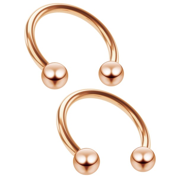 2pc 16g Rose Gold Circular Barbell Horseshoe Earring Tragus Helix