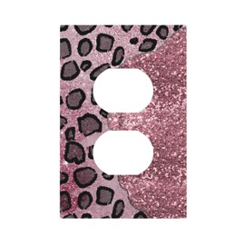 YIJIKJY Decorative Outlet Covers Pink Leopard Glitter Diamonds Texture 1 Gang Duplex Light Switch Cover Plate Unique Wall Plate Electrical Switch Plate Covers for Bedroom Home Decor