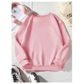 SHENHE Girl's Letter Graphic Sweatshirt Cartoon Crew Neck Long Sleeve Cute Pullover Top Pink 9 Years