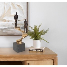 Howard Elliot Golden Spiral Staircase Statue for Home & Garden Decoration, Unique Motivational Sculpture Mounted on Graphite Finish Base for Home & Office Decor, Bronze & Gold, 16 x 5.25 Inch