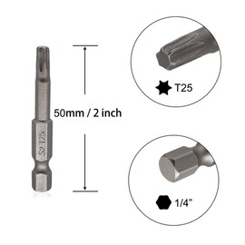 VictorsHome T25 Torx Magnetic Screwdriver Bits, 1/4 Inch Hex Shank 2 Inch Length S2 Steel Security Star 6 Point Screw Driver Kits 10pcs