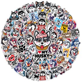 64pcs Siberian Husky Dog Stickers Waterproof Decals for Water Bottles Laptop Luggage Computer Scrapbooking Teens Adults Girls Kids Funny Party Birthday Decorations