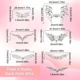 SUNNYCLUE 36 Pcs 9 Types 36mm Christmas Alloy Beads Charms Large Wings Spacer Beads Angel Wings Spacer Beads Wing Pattern Deco Parts Wing Charm Tibetan Christmas Wing Shape Beads Tibetan Alloy Charm