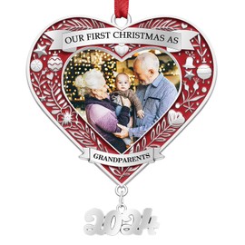 Grandparents First Christmas Photo Ornament 2024 - Our First Christmas Photo Ornament As Grandparents 2024 - New Grandma & Grandpa Xmas Gifts First Time 2024